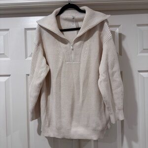Lou & Grey Off-White Ribbed Knit Sweater